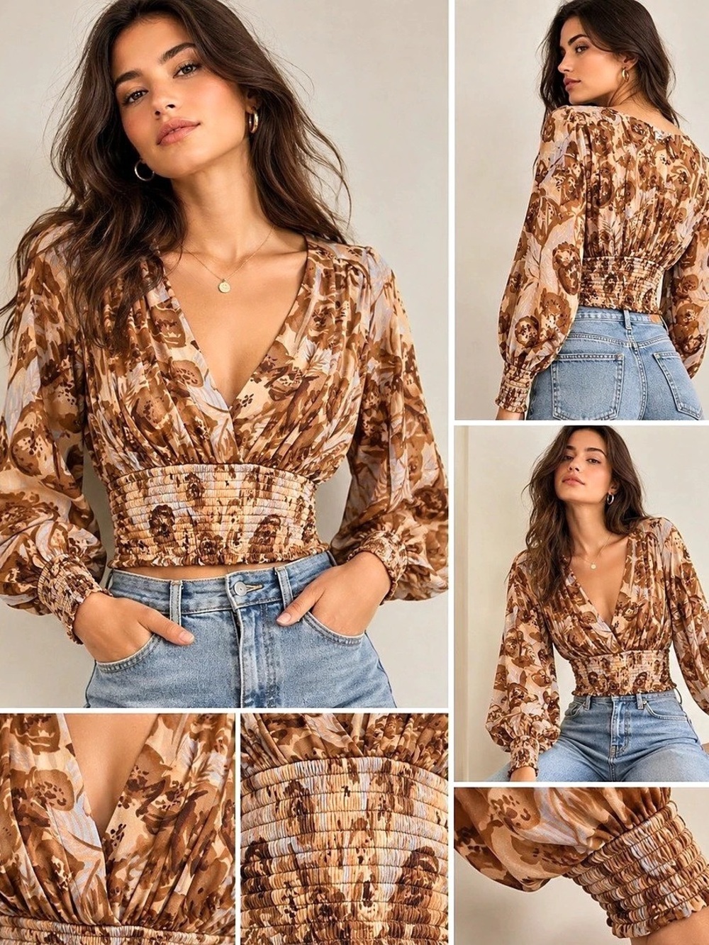 NWT Tiny Anthropologie Floral Smocked Crop Blouse XXS | $98